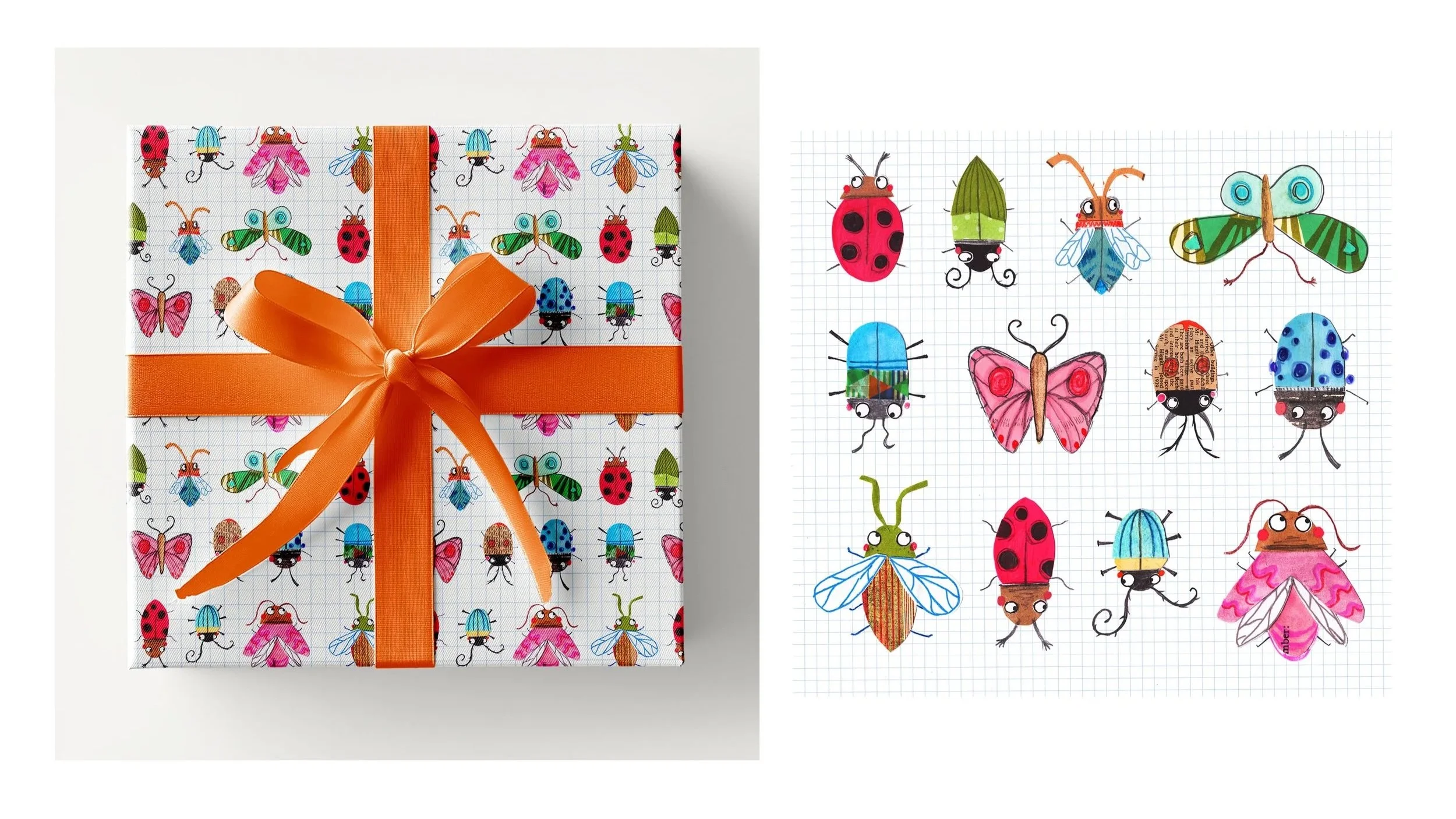 Jolly Day Bugs, Surface Design | Collage