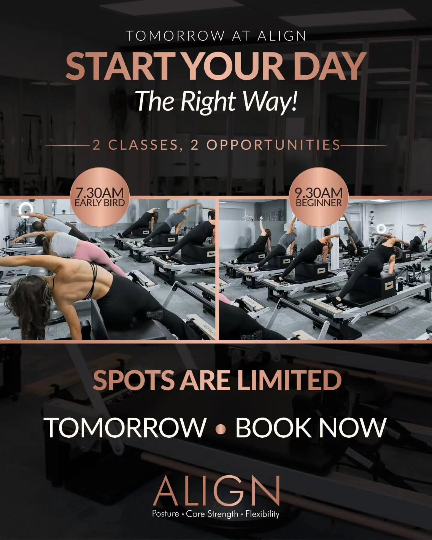 Two chances to show up for yourself tomorrow.

Not a &ldquo;one day I&rsquo;ll start&rdquo; moment&hellip;
A tomorrow morning, I&rsquo;m doing it moment.

7AM Early Bird
Start your day clear, focused, and ahead before the world even wakes up.

9:30AM