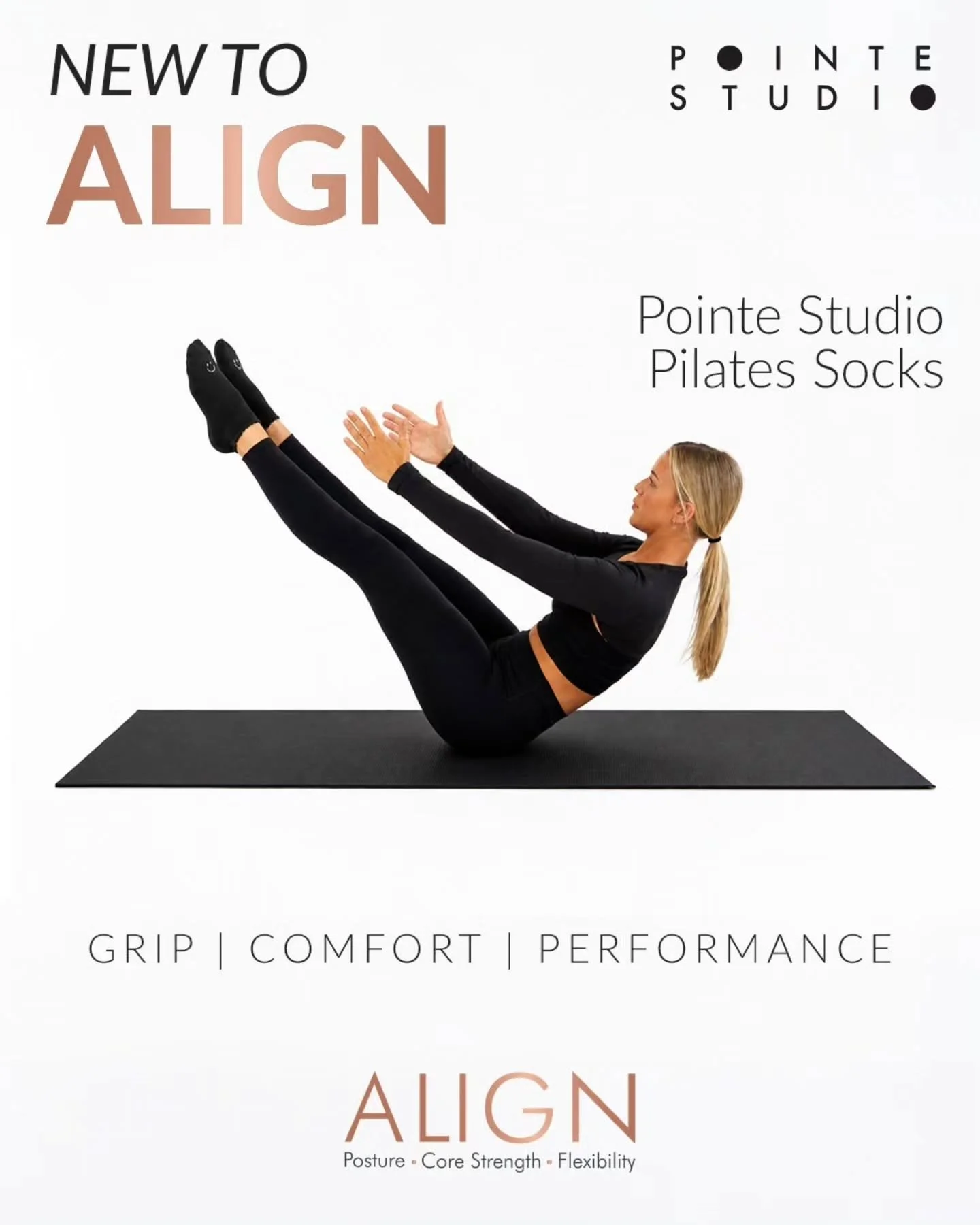 New to Pilates? Your grip matters more than you think 👣

Introducing Pointe Studio Pilates Socks, now available at ALIGN. Designed to support every movement with comfort, grip and performance in mind.

Why our clients love them:
&bull; Non-slip full