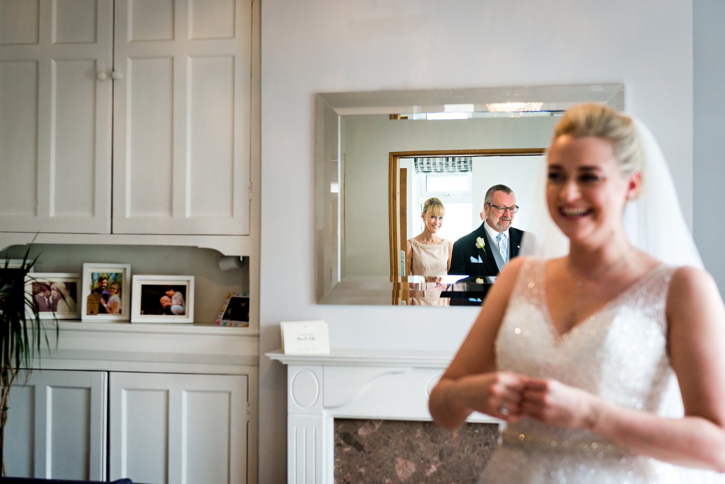 dad sees bride for the first time in wedding dress, Harrogate, North Yorkshire wedding