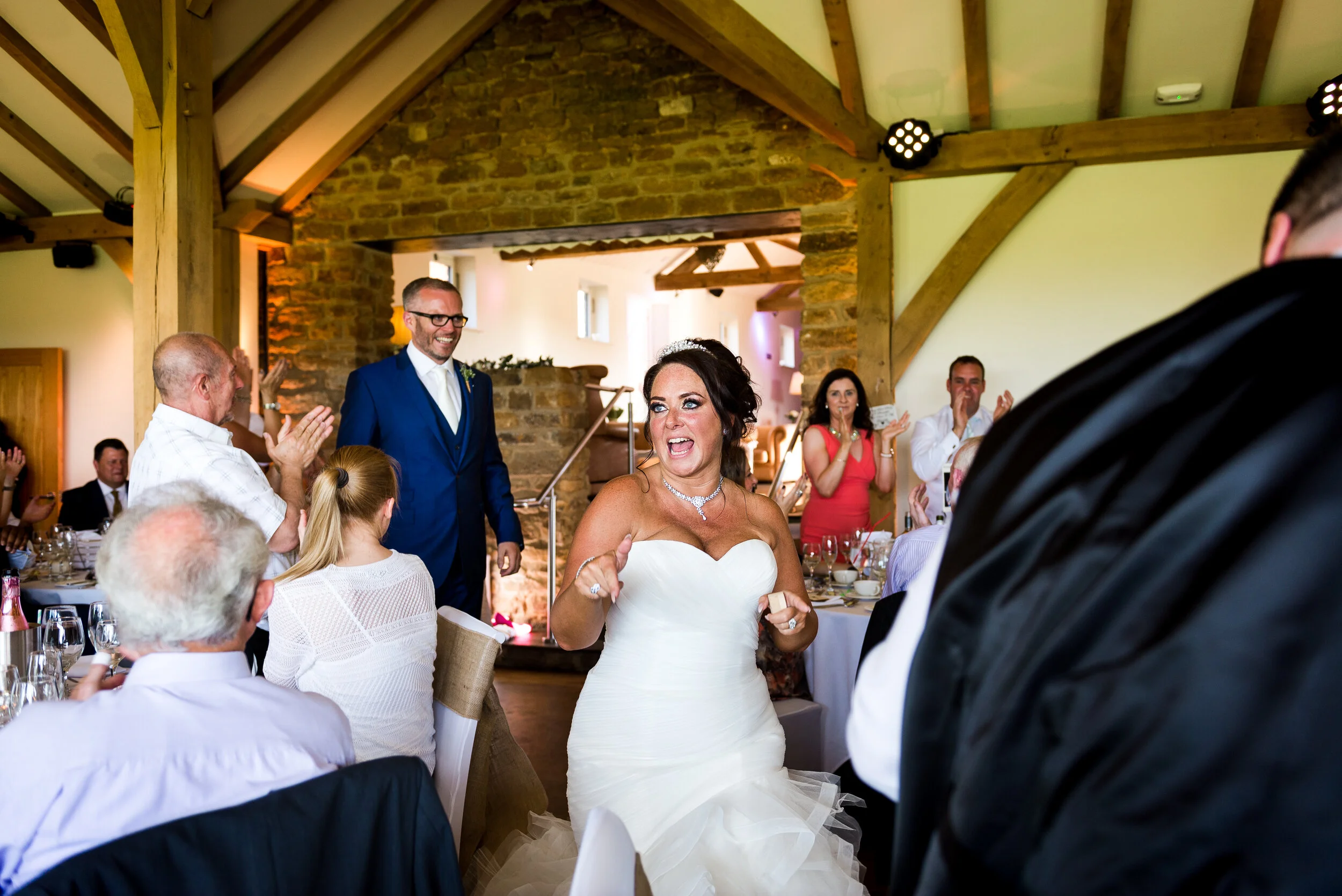 bride's entrance dancing, Northamptonshire, Dodford Manor wedding