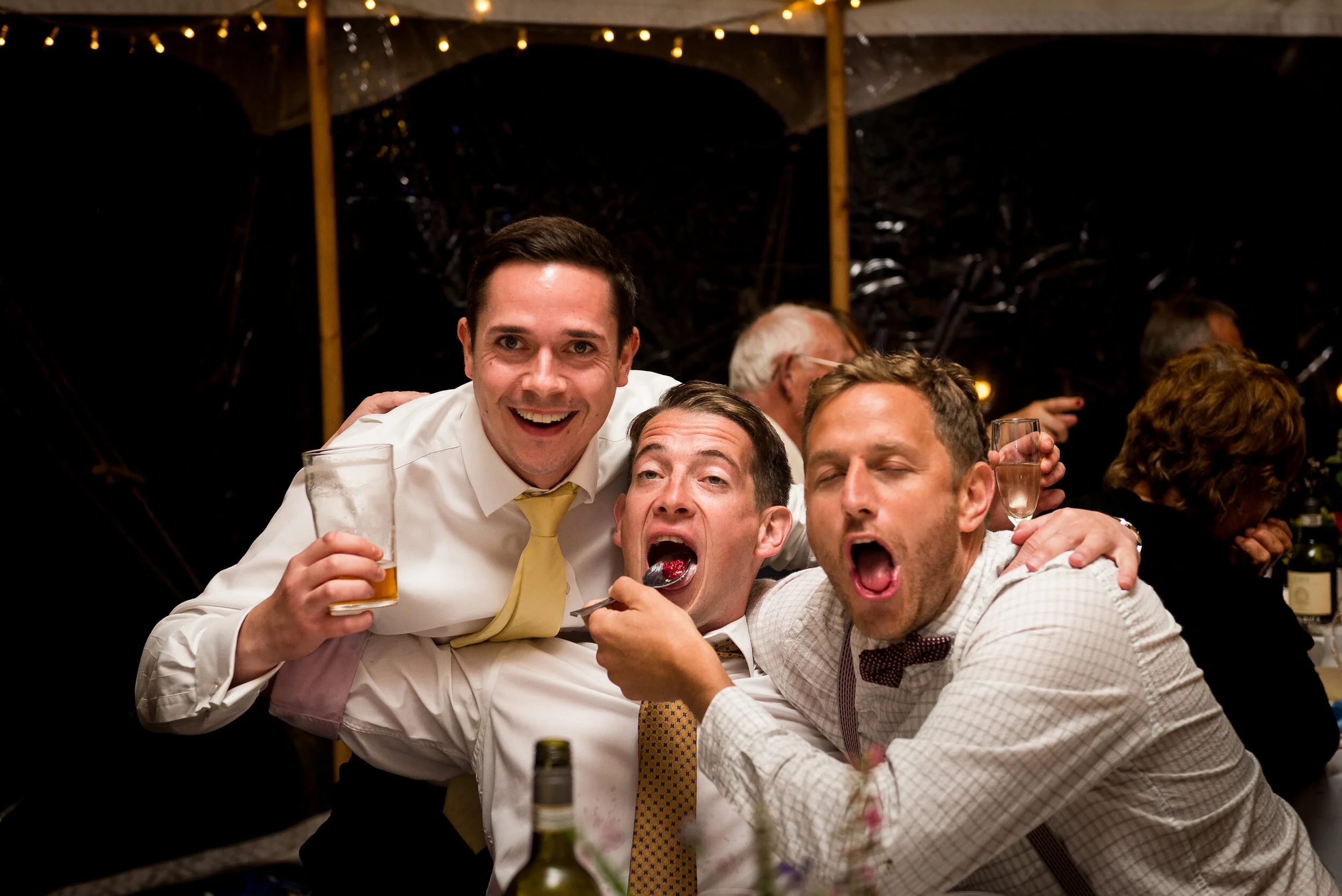 funny wedding party, Marquee wedding, Jervaulx Abbey North Yorkshire