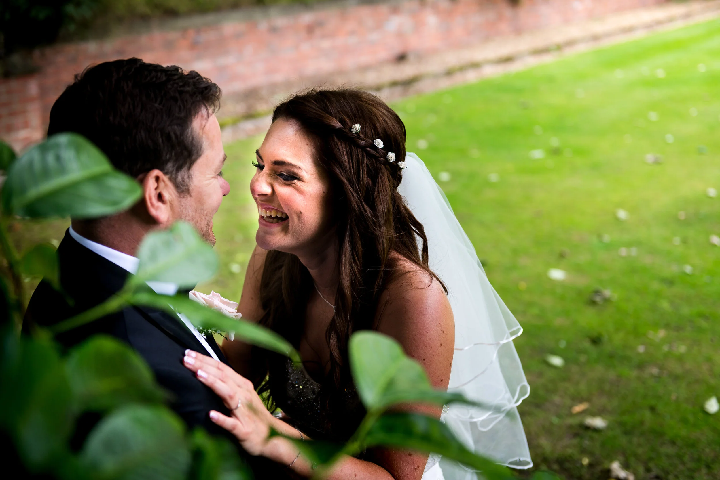 cheeky portrait bride and groom, Harrogate wedding, The Old Swan