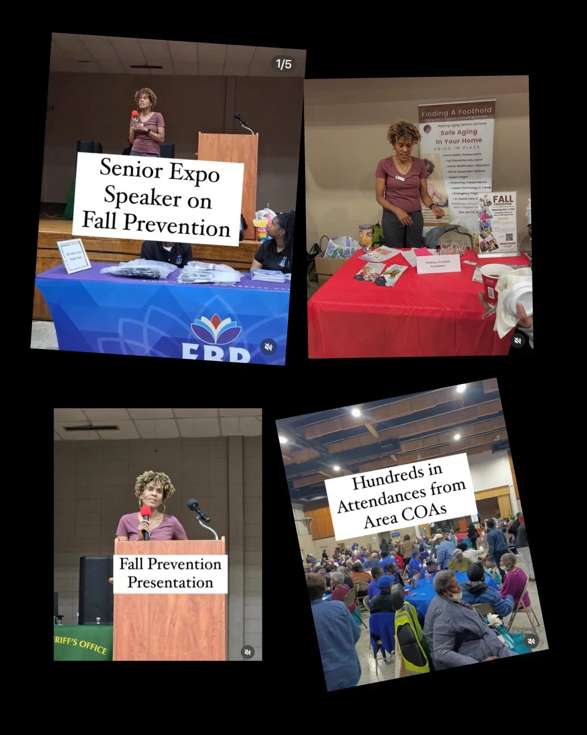 Finding A Foothold Foundation presenting as a guest speaker at the Senior Spring Expo, April 2025, where more than 800 seniors attended this fall prevention and community outreach event.