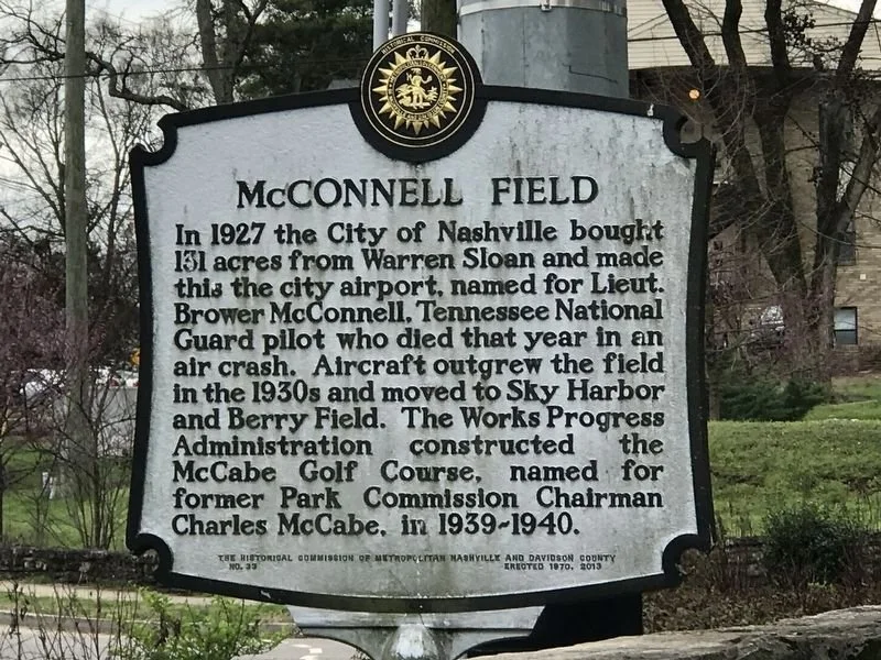 McConnell Field #1 marker. Located at 46th Ave N at Murphy Rd. Photography by Duane and Tracy Marsteller, March 21, 2020