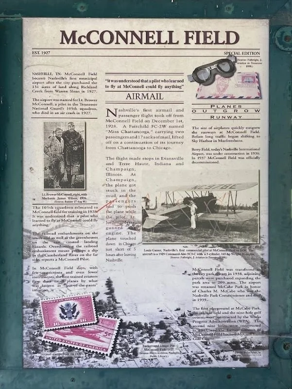 McConnell Field #3 marker. Located at 4617 Sloan Road near Westlawn Dr. Photographed by Darren Jefferson Clay, July 13, 2024