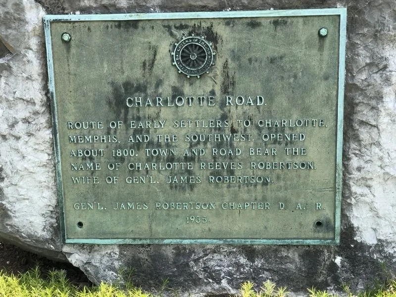 Charlotte Road marker. Located on US 70 east of 48th Ave. North on stone in Richland Park. Photographed by Duane and Tracy Marsteller, June 20, 2020
