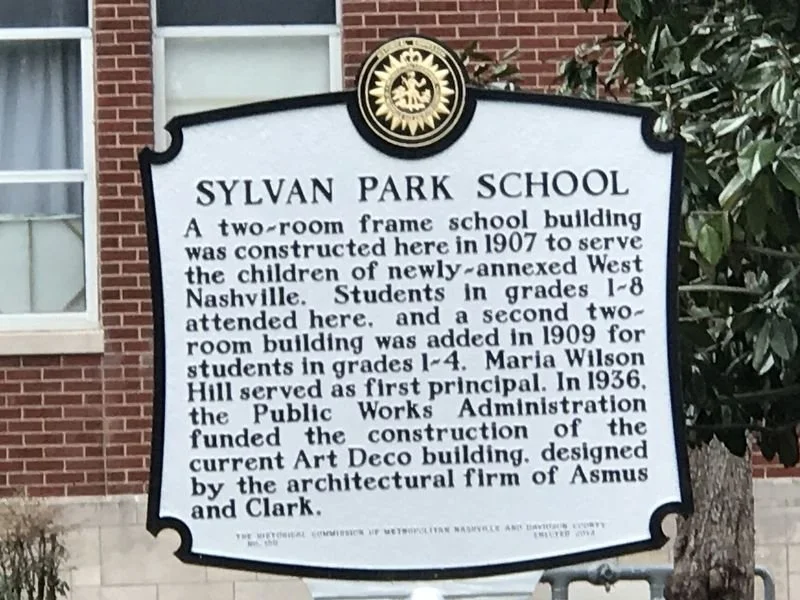 Sylvan Park School marker. 4710 Utah Ave. Photographed by Duane and Tracy Marsteller, March 28, 2020