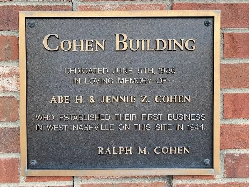 Cohen Building marker. Located at 4908 Charlotte Pike. Photographed by Darren Jefferson Clay, April 28, 2023