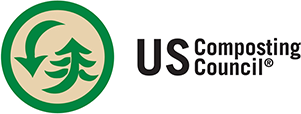 US Composting Council logo with green circular arrow and tree.