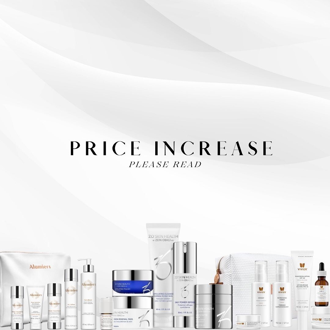 To our valued clients: 

You may have heard us mention on our story last week that the prices of our skincare products have increased. Old pricing will remain in effect until the end of February. We will update the prices in our clinic as of March 1s