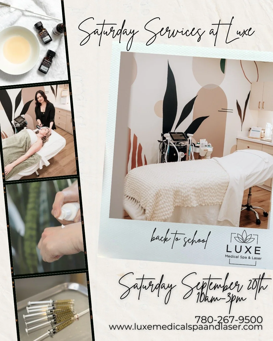 The return of Saturday services is coming soon!

Book your Saturday service at Luxe starting September 20th.

🌟Laser
🌟Facials
🌟Botox
🌟Fillers
🌟PRP
🌟IV Wellness

#fortsaskatchewan #fortsaskmedicalspa #fortsaskmedspa #vivierskin #zoskinhealth #al