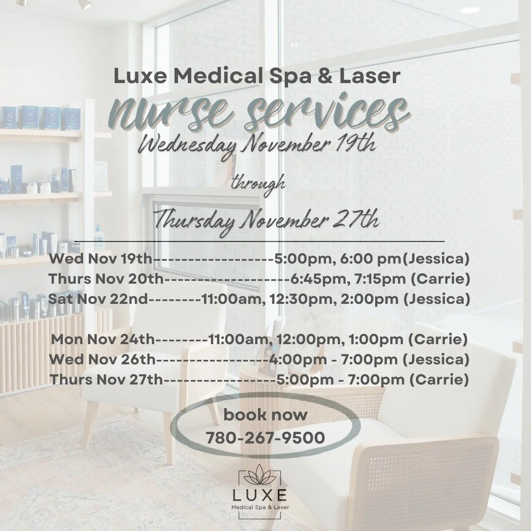 With the holidays fast approaching, we are entering the busiest time of the year for our clinic. 

Our nurses @nurseinjector_carrie &amp; @glowup.with.jess have offered some additional appointment times for you this next week, to make sure you are lo