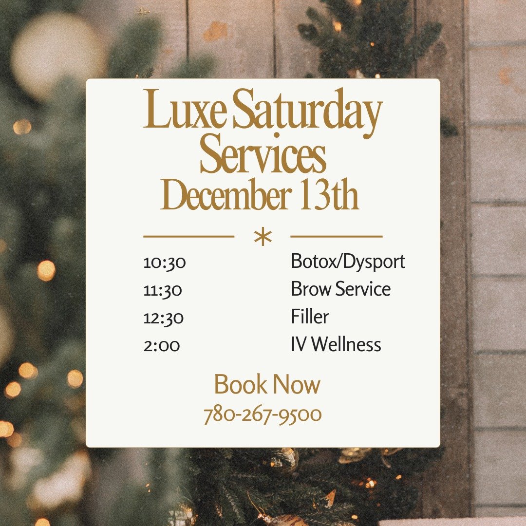 BOOK NOW 💫 for our final Saturday appointments of 2025 at Luxe. 

Get holiday ready with injectable services with @nurseinjector_carrie or get those unwanted hairs taken care of by @rebecca_at_luxe! 

Limited appointments remain, call to get your sp