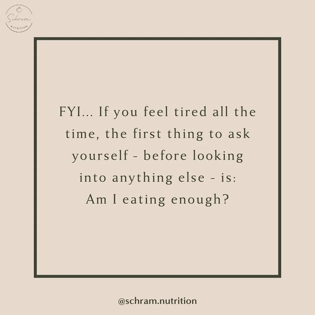 If you feel tired all the time, ask yourself, am I eating enough?

It&rsquo;s the first question I&rsquo;m going to ask you.&nbsp;

So many of us struggle with fatigue, and there CAN BE deeper, underlying issues at the root. BUT&hellip; before we tur