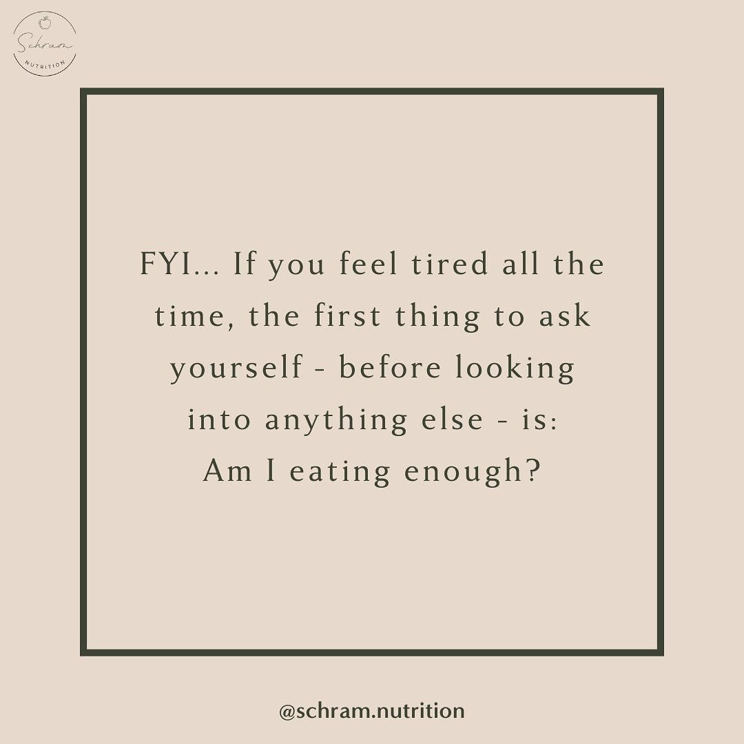 If you feel tired all the time, ask yourself, am I eating enough?

It&rsquo;s the first question I&rsquo;m going to ask you.&nbsp;

So many of us struggle with fatigue, and there CAN BE deeper, underlying issues at the root. BUT&hellip; before we tur