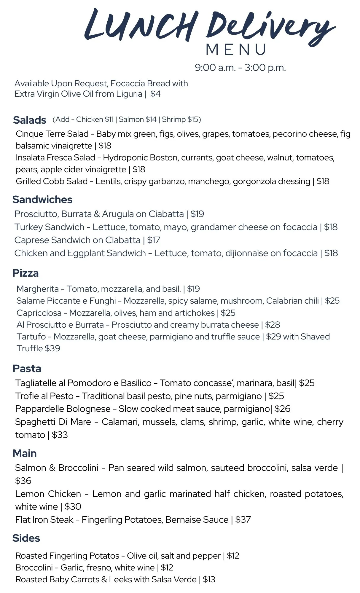 Italian food Lunch Delivery