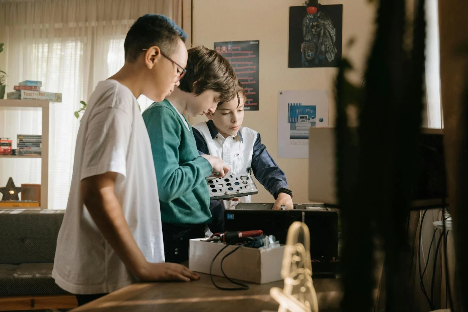 Student doing enrichment activity like coding or science project