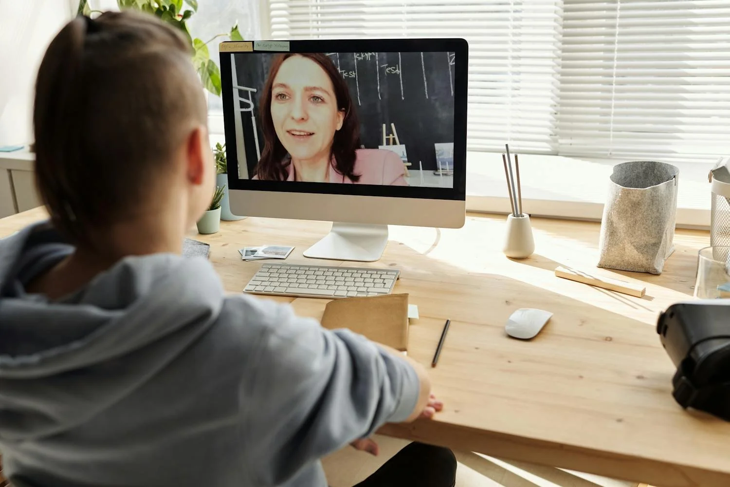 Online Algebra tutoring session with equations on screen