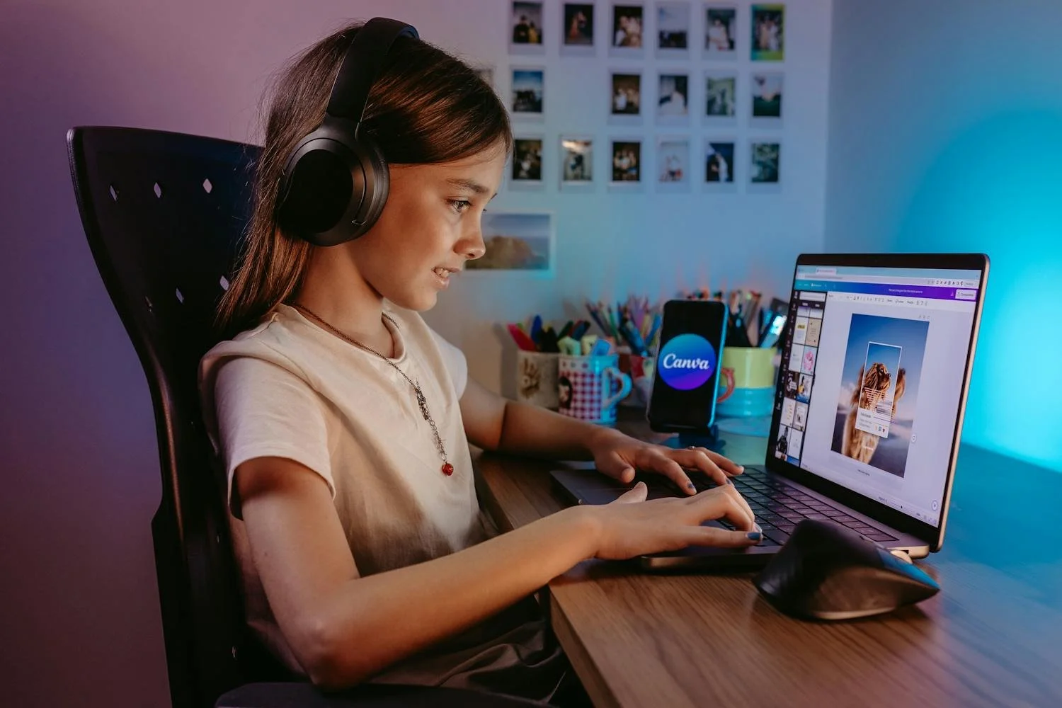 Girl participating in an online STEM program designed to build skills and community