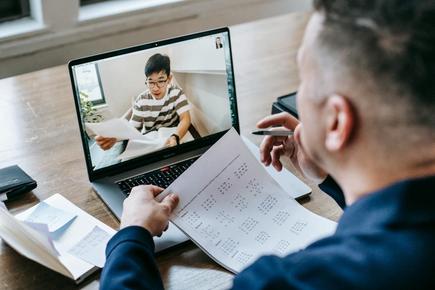 Online tutoring session with student and tutor