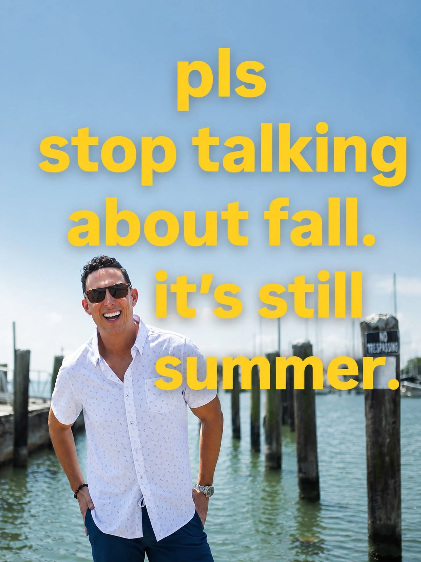 The #PumpkinSpiceLatte is back today, which apparently means some of you think summer is over.

Absolutely not. 😂☀️

We&rsquo;ll discuss fall when September gets here. Until then, put the pumpkins back in the attic. 🎃

Send this to someone who need