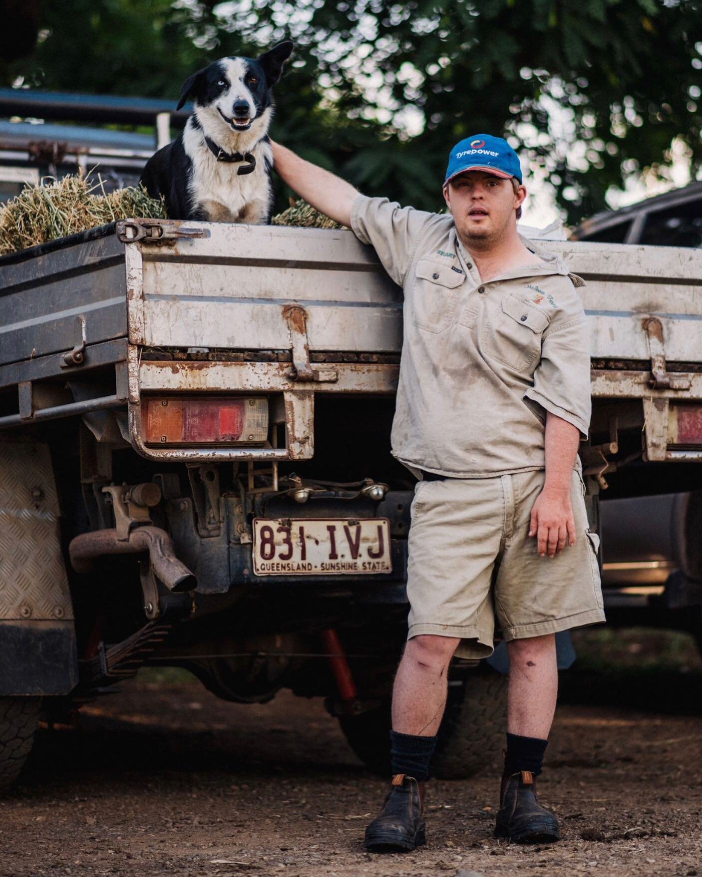 Stuart McInnes with his dog Peter outside the family dairy near Monto in central Queensland. Stuart works on the farm alongside three or four border collies, a breed the family loves because of their intelligence and wonderful nature.

@jessica_j_how