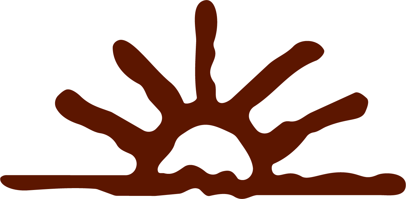 Brown setting sun silhouette on a black background
