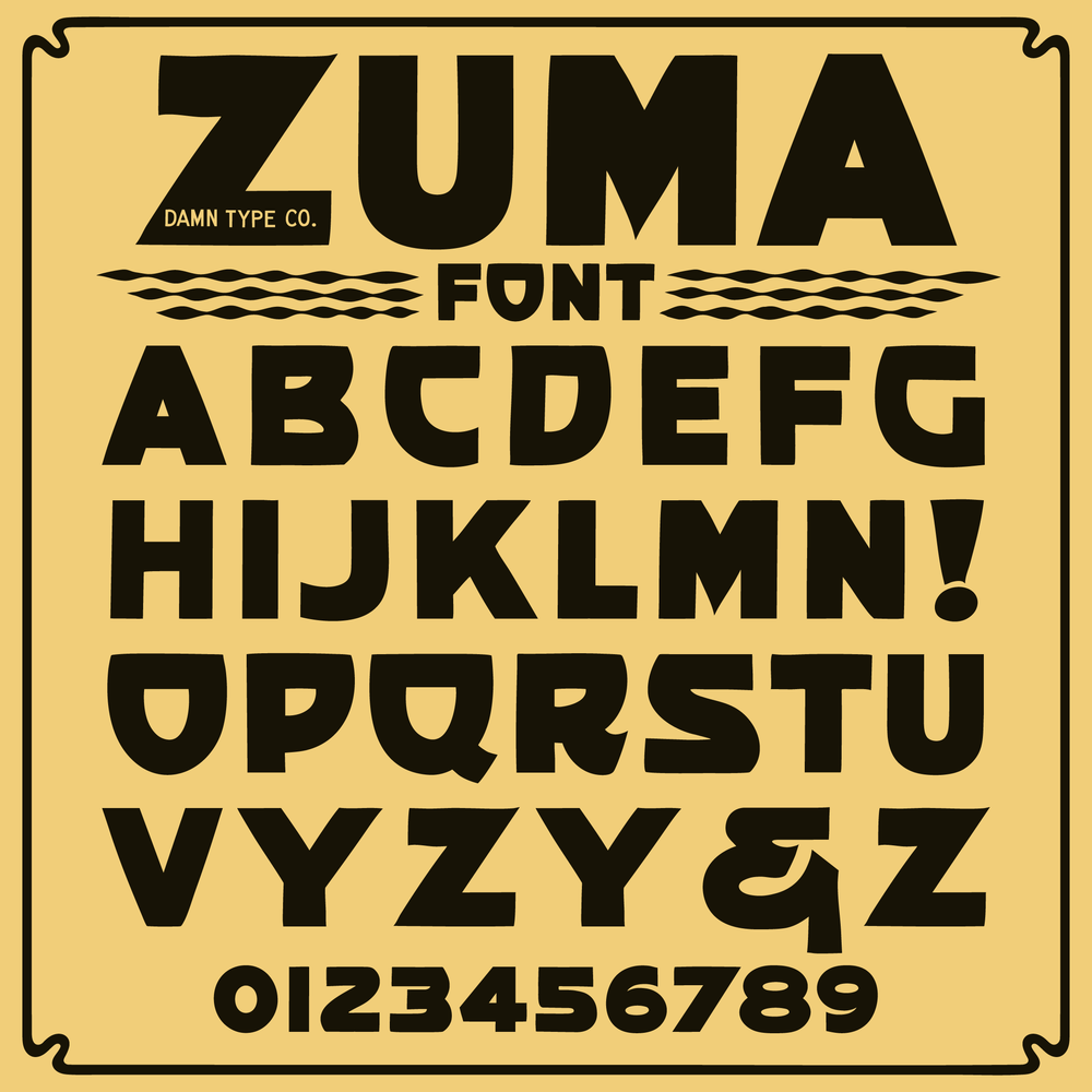 Zuma Font – Bold Vintage Sans Serif with Human Touch — Damn Type Co.