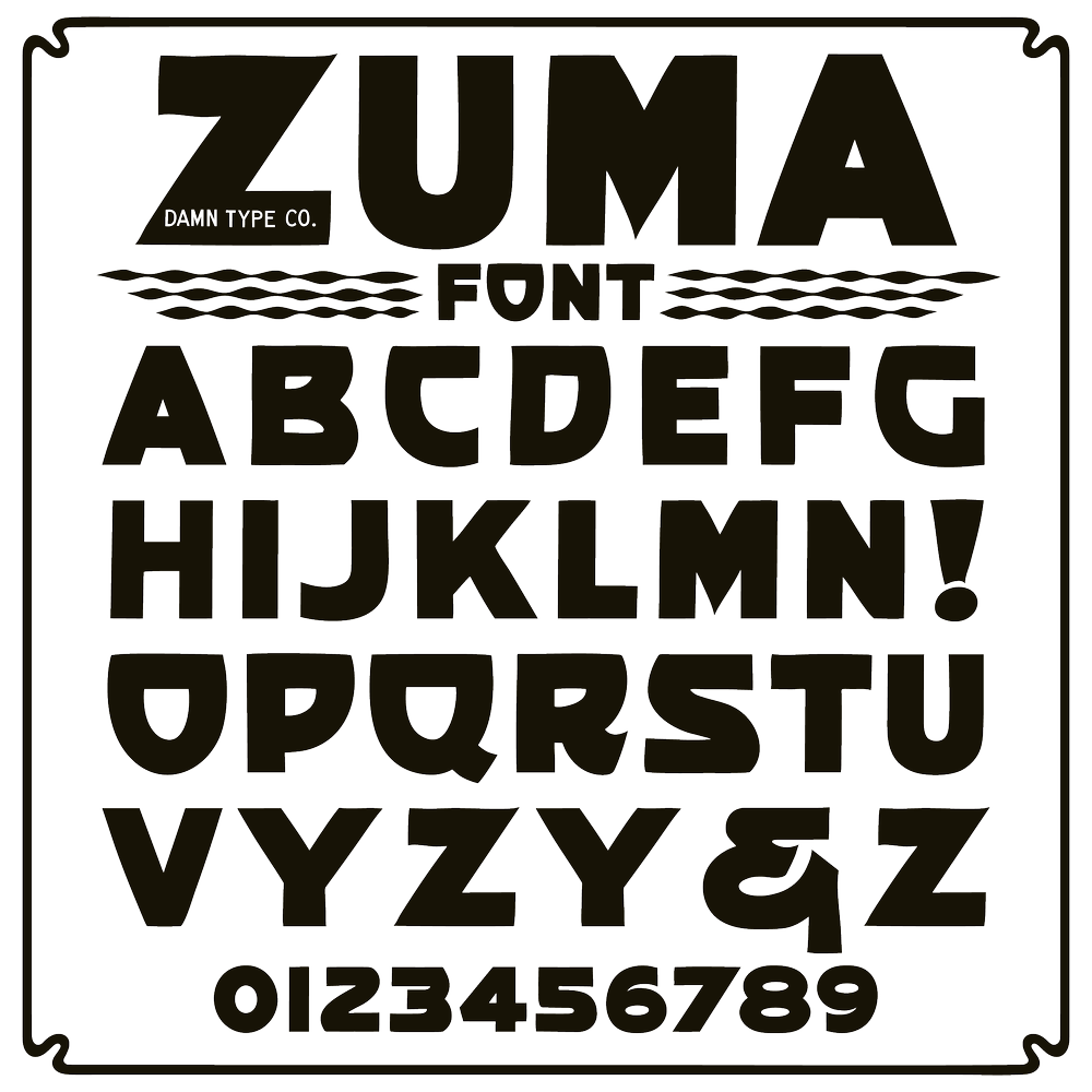 Zuma Font – Bold Vintage Sans Serif with Human Touch — Damn Type Co.