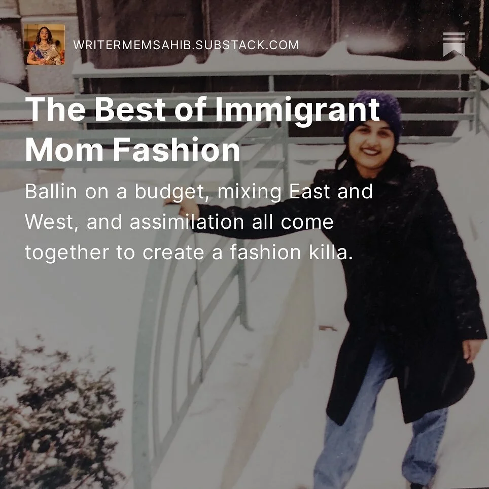 I've compared my mom far too long to the porcelain doll like White moms of my Long Island suburb. It blinded me to her tenderness and lessons in beauty she imparts in her fashion choices. Wrote abt it for my first substack post🥹Subscribe for more, l