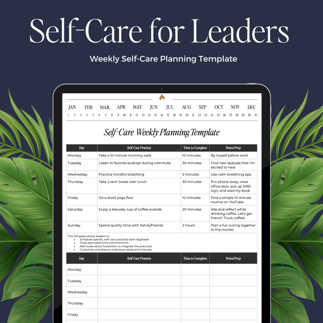 Self-Care Weekly Planning Template for Education Leaders