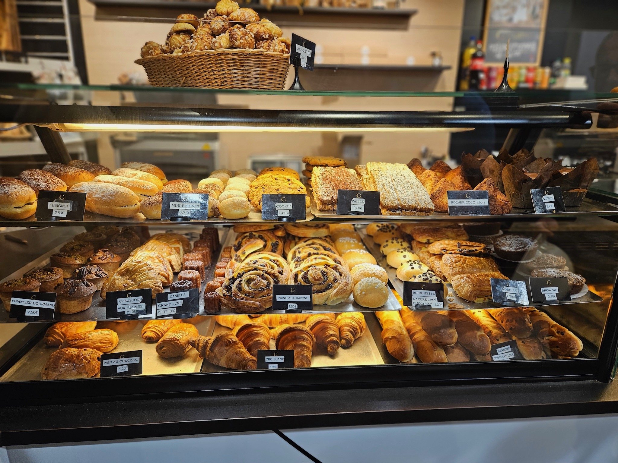 French Pastries at the boulangerie (bakery) in Pornichet, France