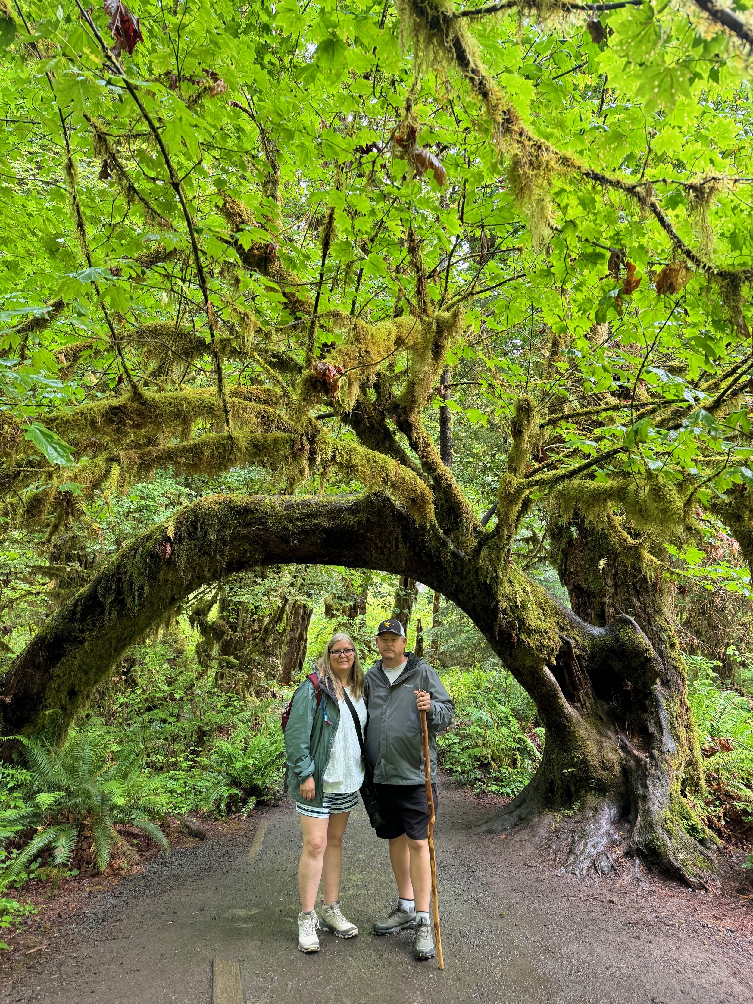 Charlie and Jodi under the Arch Tree - Hoh Rainforest - Olympic NP - Washington State