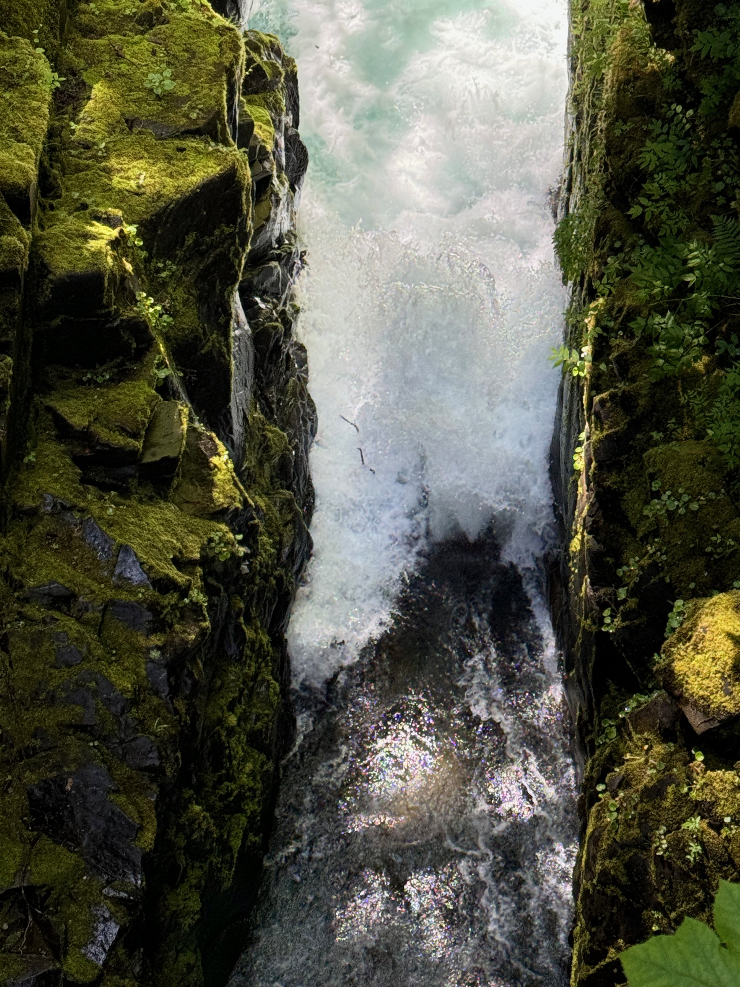 Another view of the water boiling out of the sandstone chasm at Sol Duc Falls - Olympic National Park