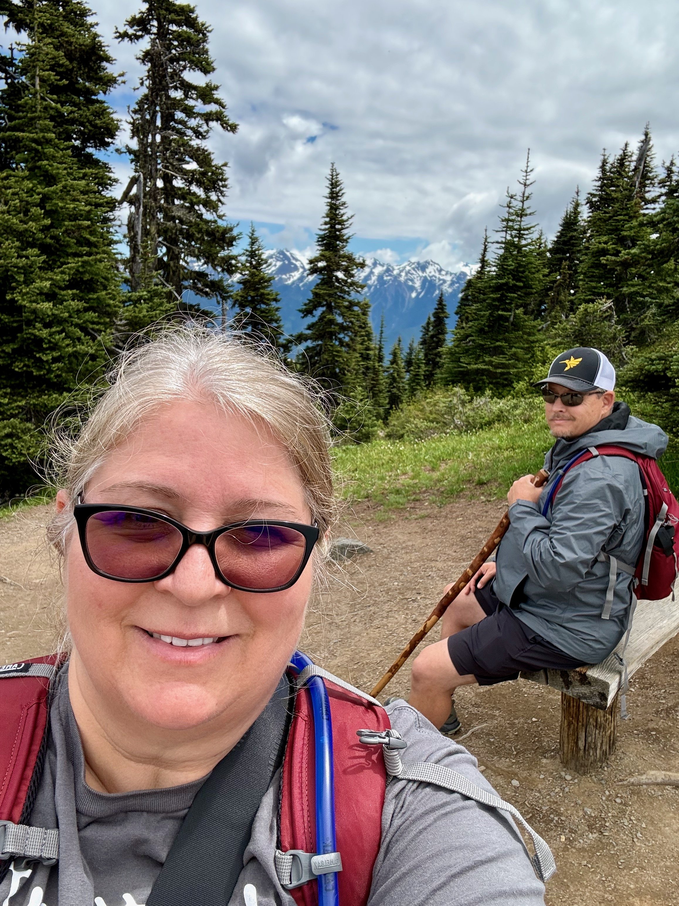 Bench seating atop High Ridge Trail - Hurricane Ridge Views - Olympic National Park