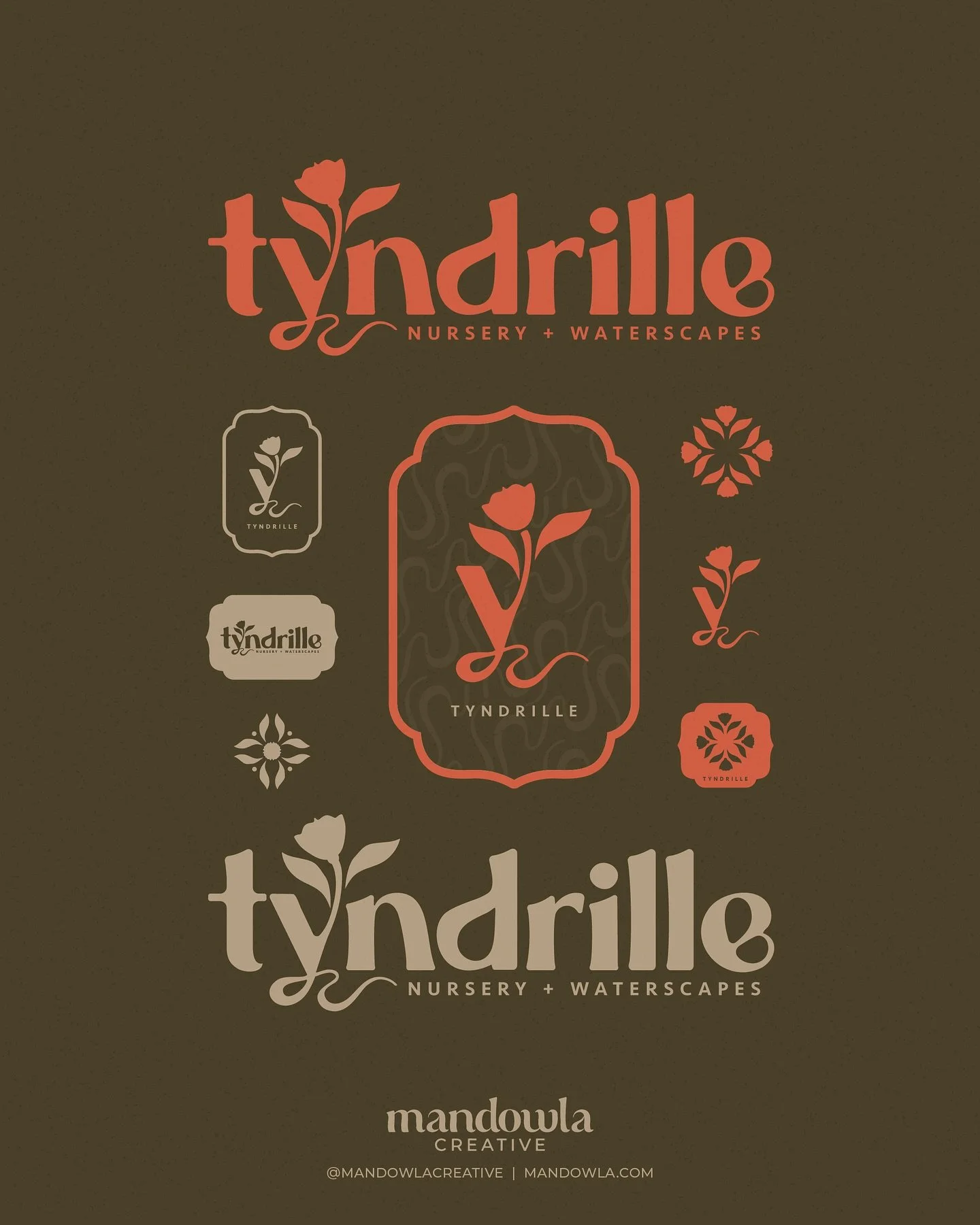 Client: Tyndrille Nursery + Waterscapes
Key Points: Earthy &bull; Friendly &bull; Eclectic &bull; Organic
Color Palette Inspo: Lush greenery + bright florals (but no bubblegum pink or neons!)
Typeface Preferences: Bold but not masculine; approachable