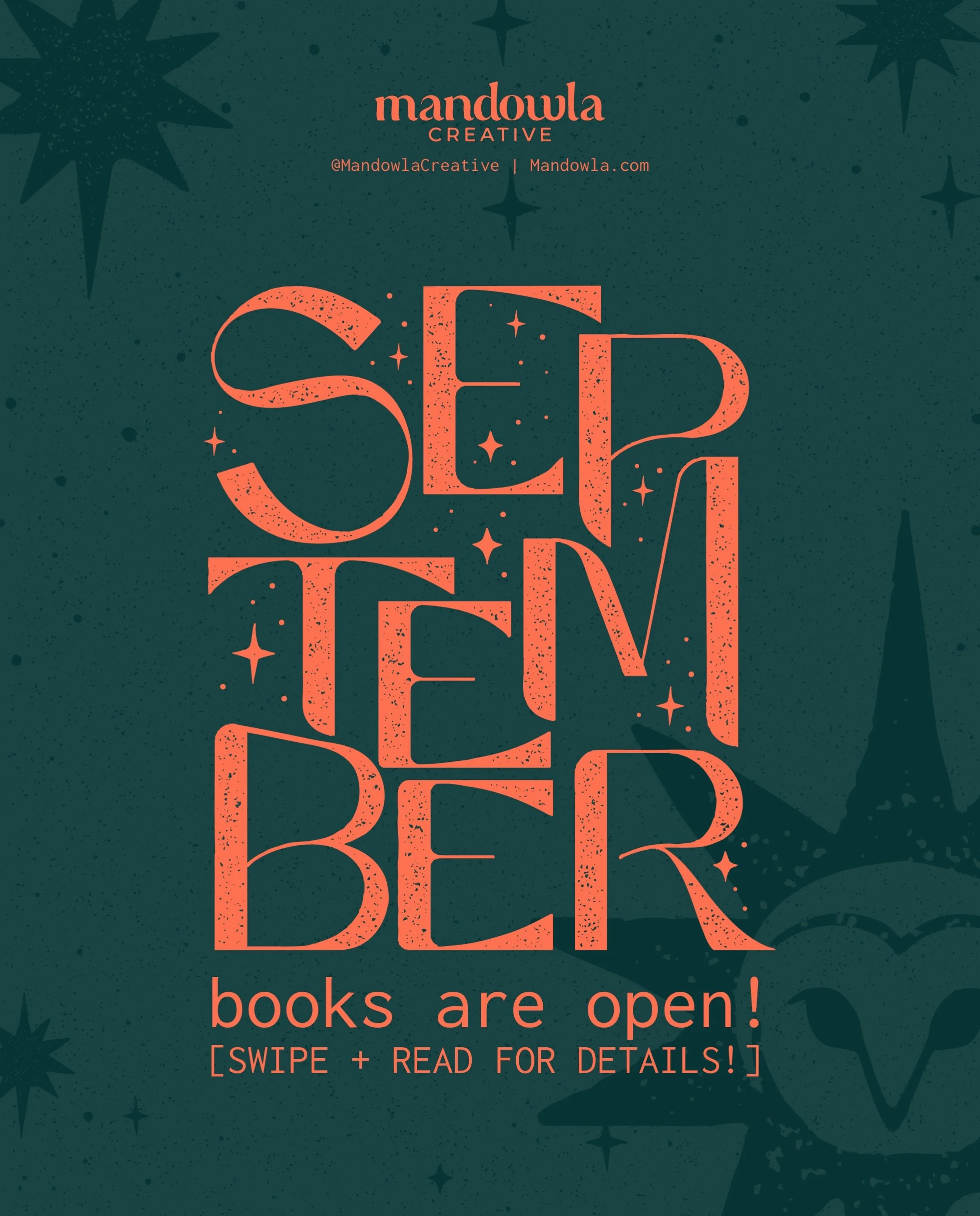 I can&rsquo;t believe August is already coming to a close! 

September books are officially open, although I have a limited number of spaces available while my family and I are moving.

No one warns you that living in a home for five years means even