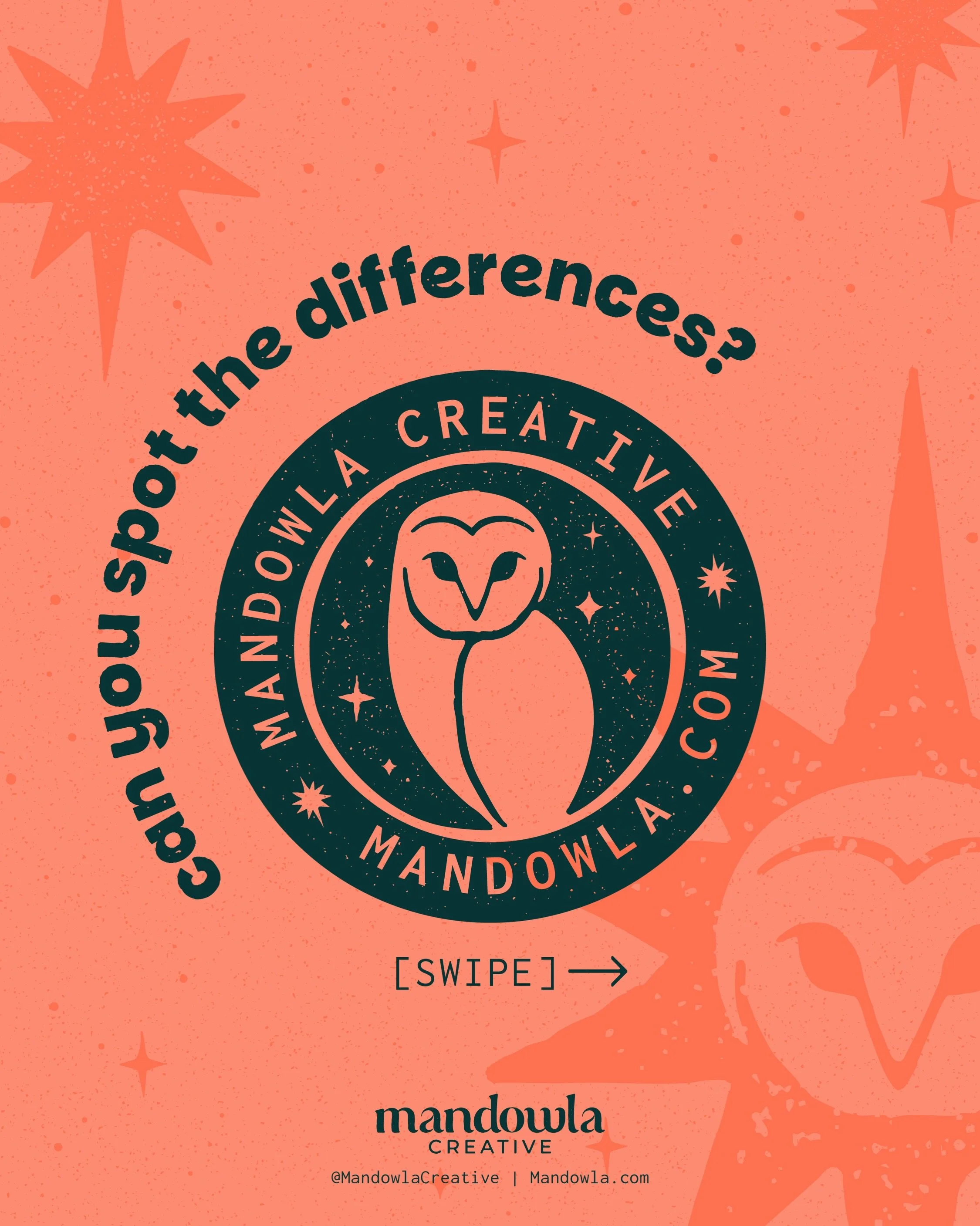 My circular logo needed an update. 
Can you spot the differences?

#Mandowla #Branding #brandingstudio #logoupdates #owllogo