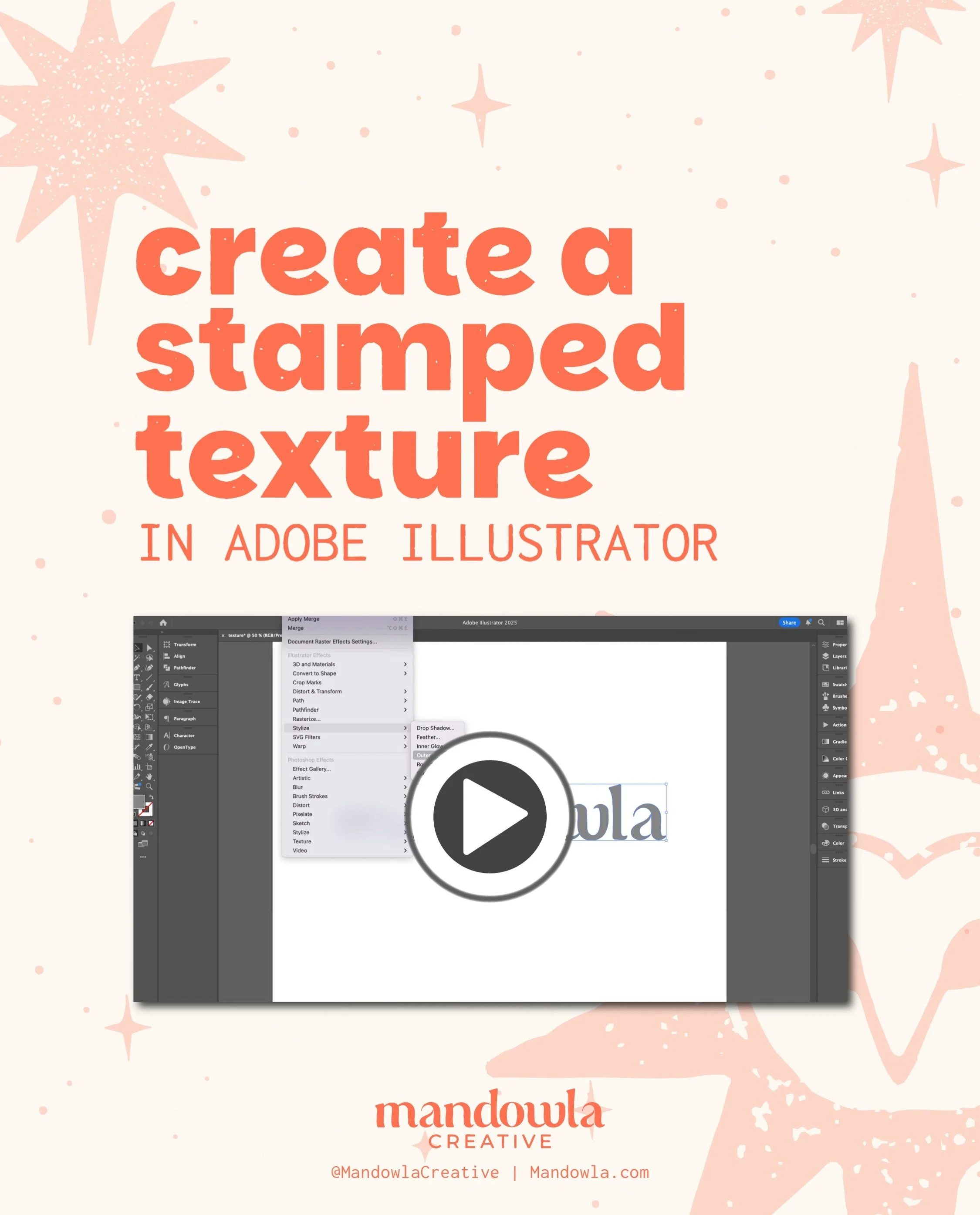 If you&rsquo;ve followed me for a while, you know I LOVE texture &hellip; especially in my own branding!

Here&rsquo;s a quick and easy tutorial on how to add texture to your vector designs in Adobe Illustrator.

Texture is one of my favorite ways to