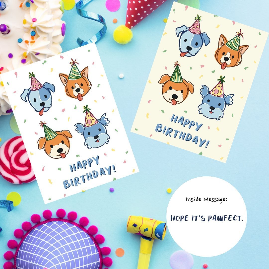 Puppy Party birthday cards now available through @satosnacks online! It&rsquo;s always a good time to doodle some goofy puppies.

Images by SatoSnacks

#birthdaycard #puppies #digitalart #artlicensing #greetingcards #cutedesign #animallovers #animali