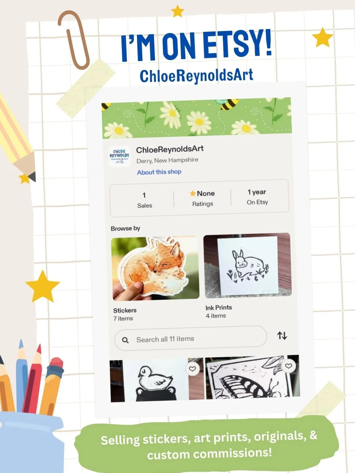 So about 2 weeks ago, I got my first Etsy sale!

Which surprised me. I hadn't even announced my shop, because I sort up set it up with just a couple items and abandoned it, thinking "I'll finish this later, no one will look at it anyway. I don't