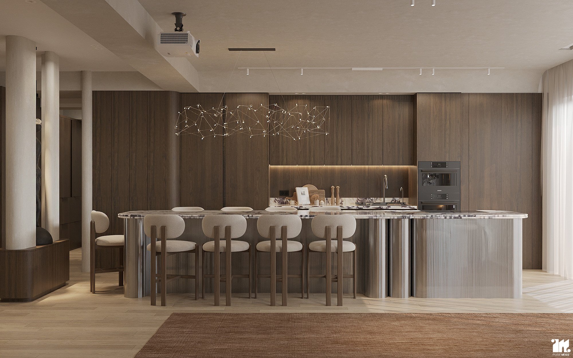 design interior bucatarie open space apartament 4 camere aviatiei