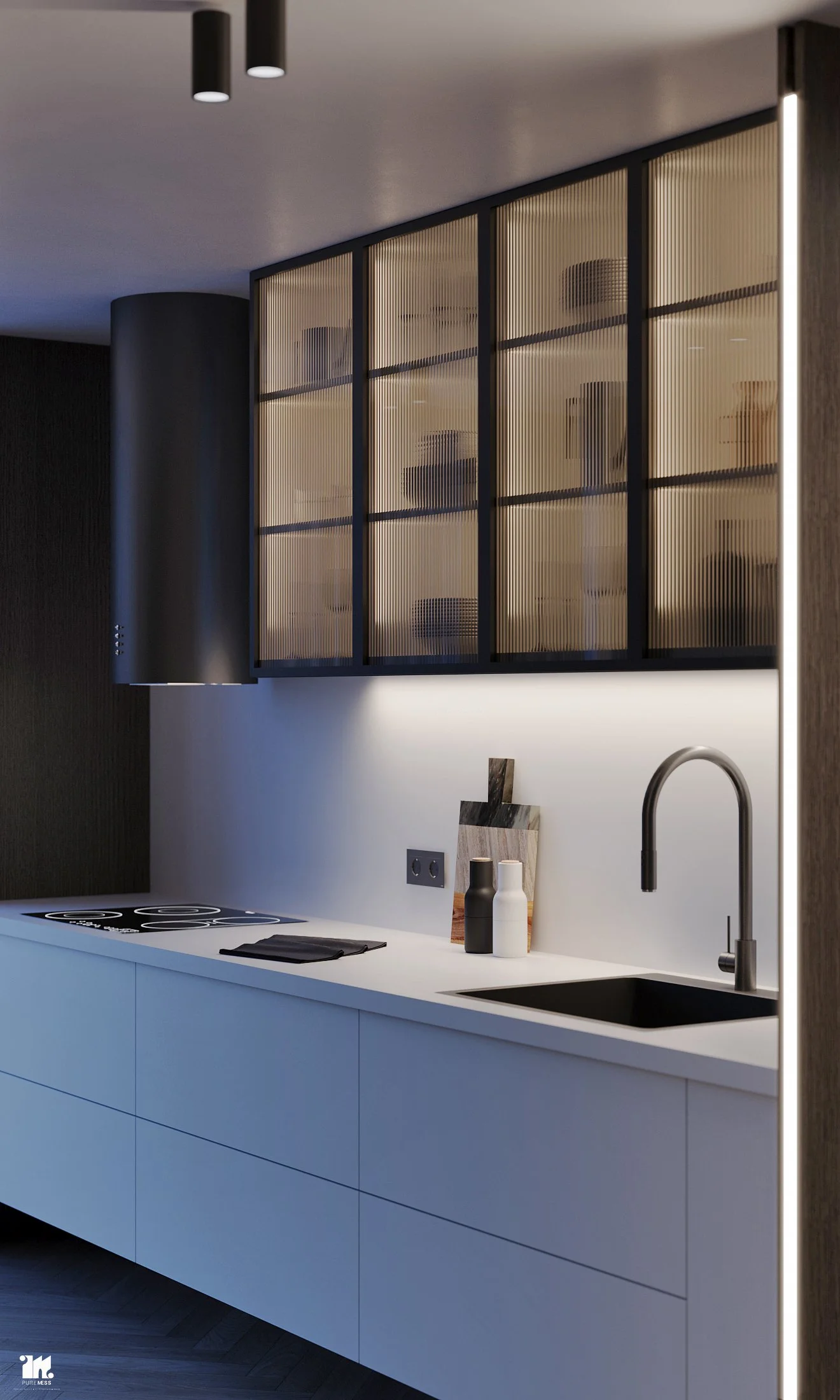 design interior bucatarie inchisa penthouse