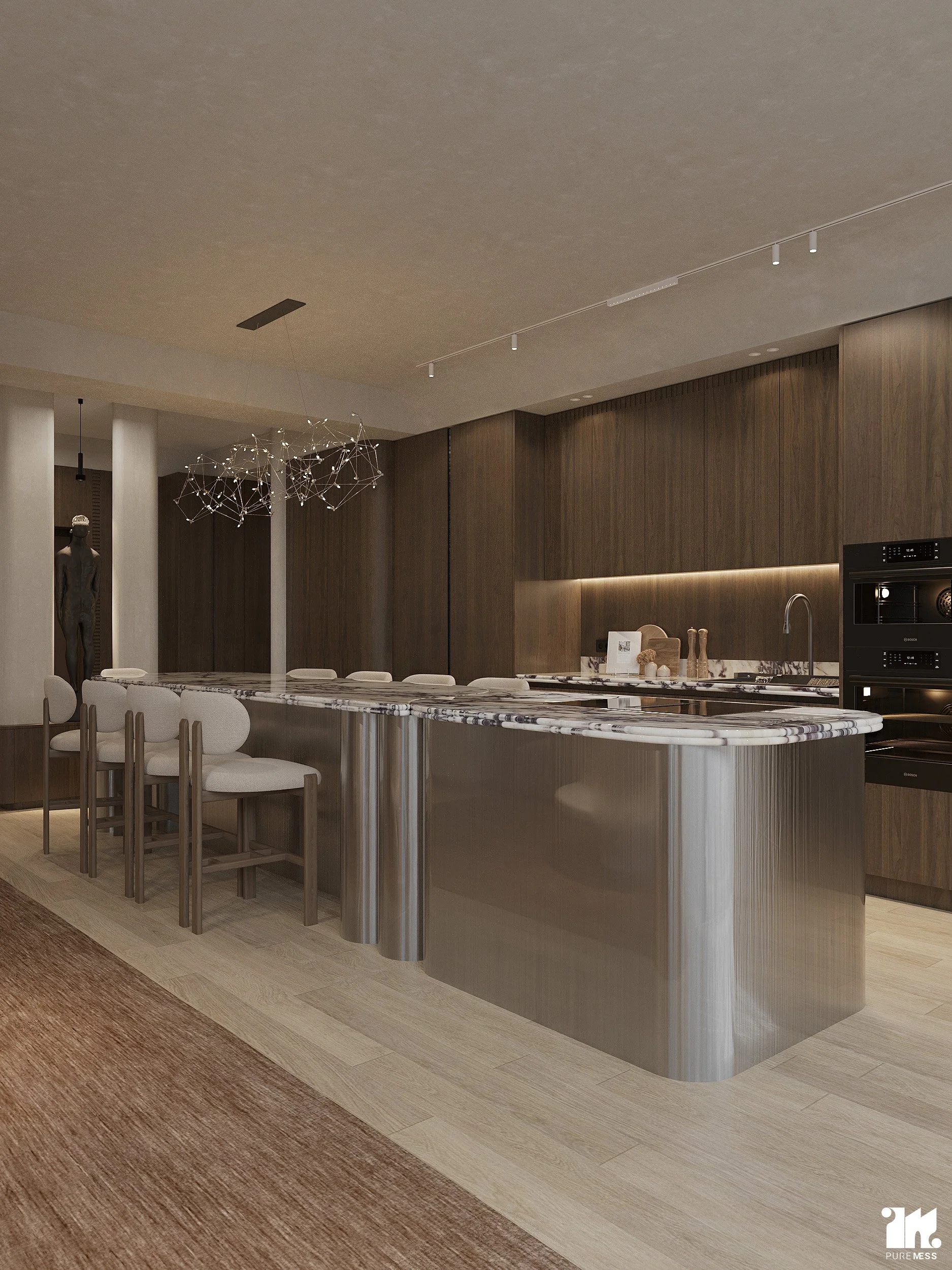 design interior bucatarie open space apartament 4 camere aviatiei