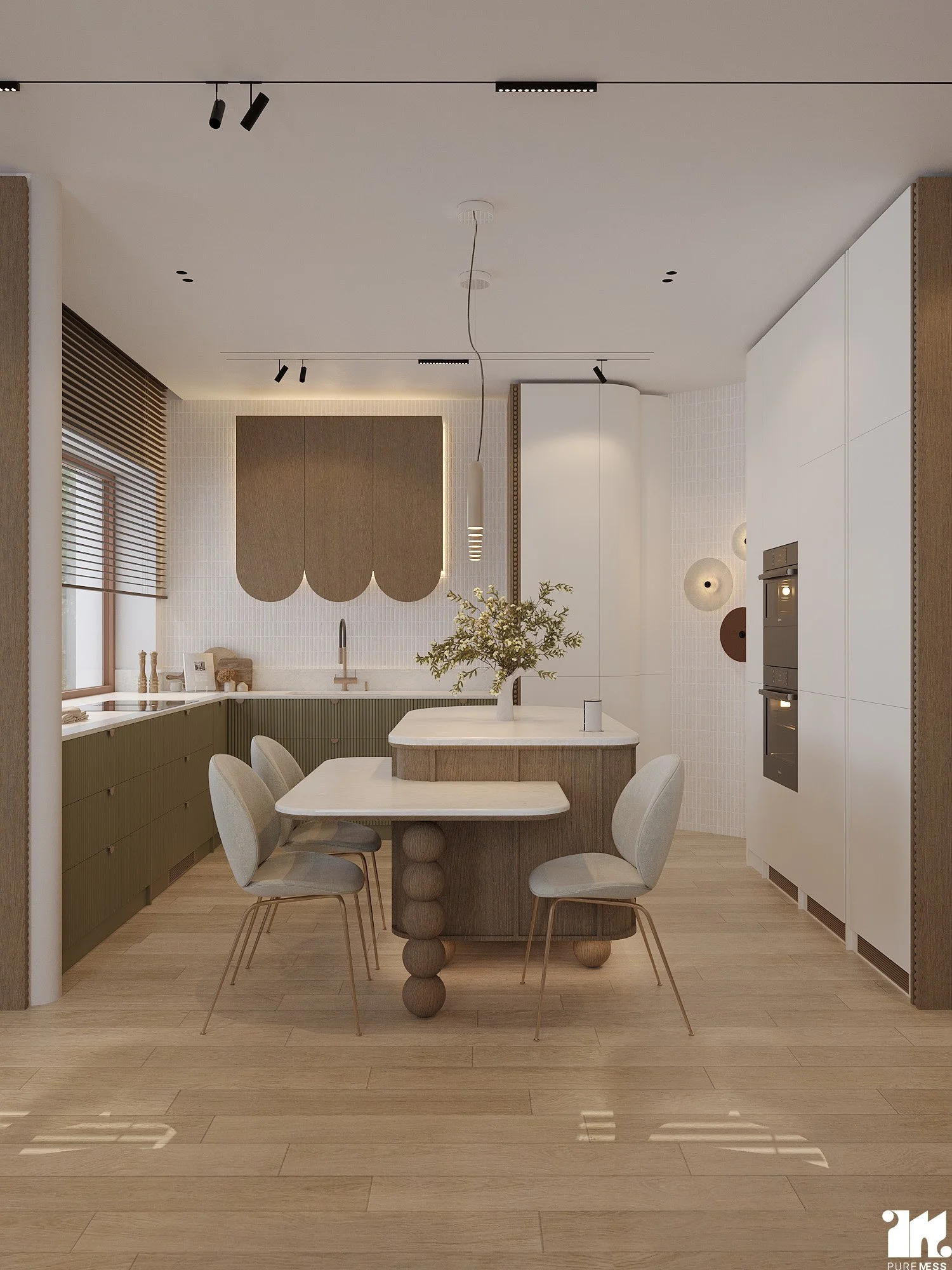 design interior open space bucatarie cu insula