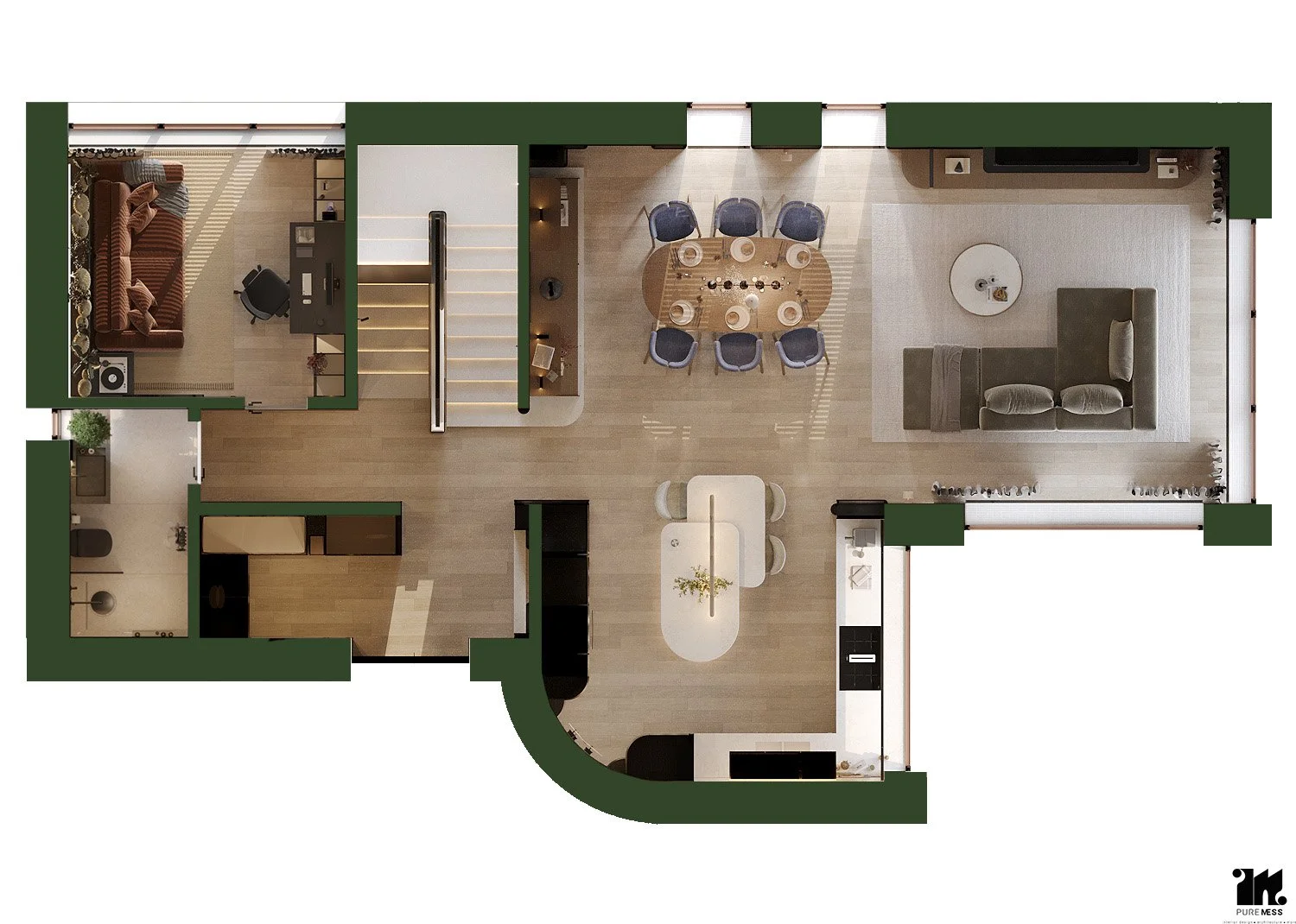 plan amenajare design interior parter casa chiajna