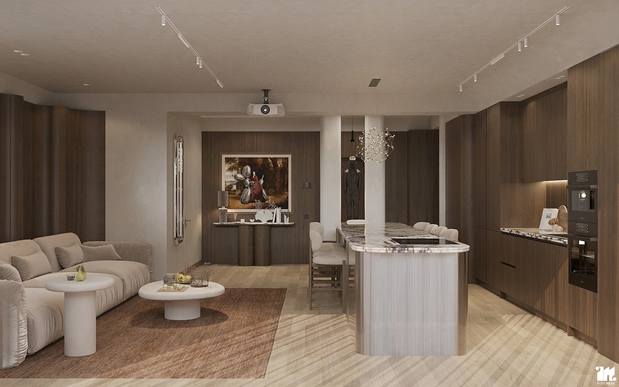 amenajare living japandi apartament 4 camere