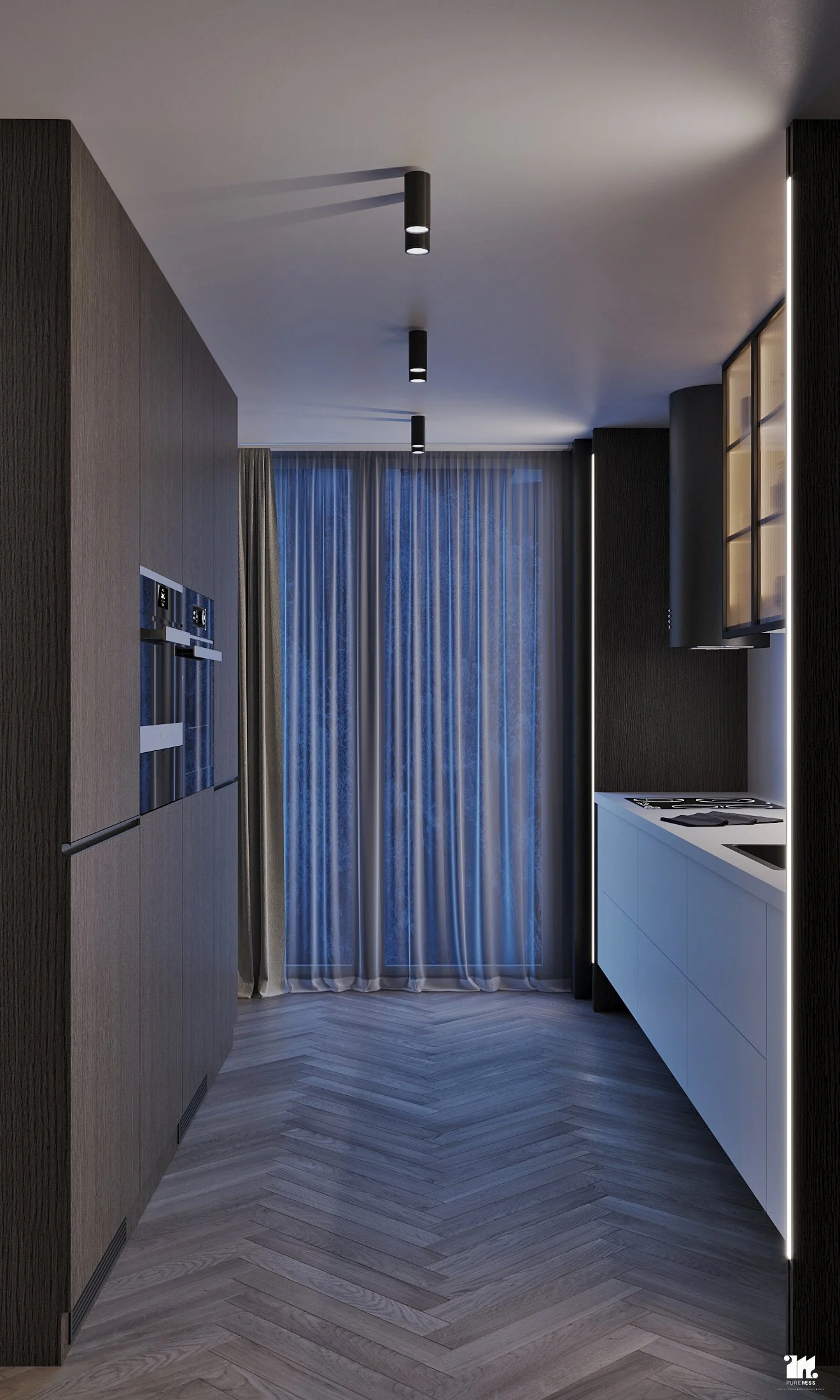 design interior bucatarie inchisa penthouse