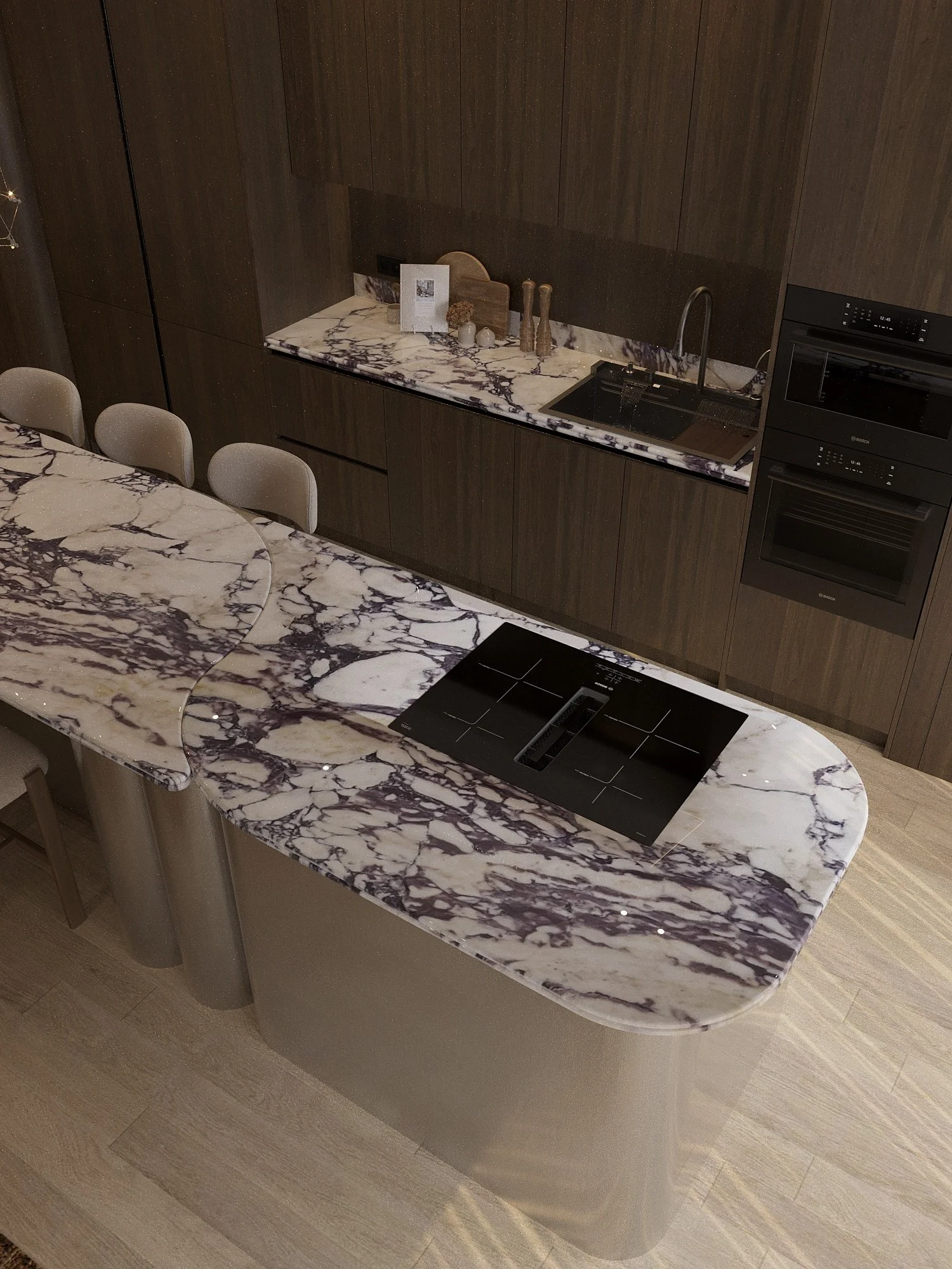 design interior bucatarie open space apartament 4 camere aviatiei